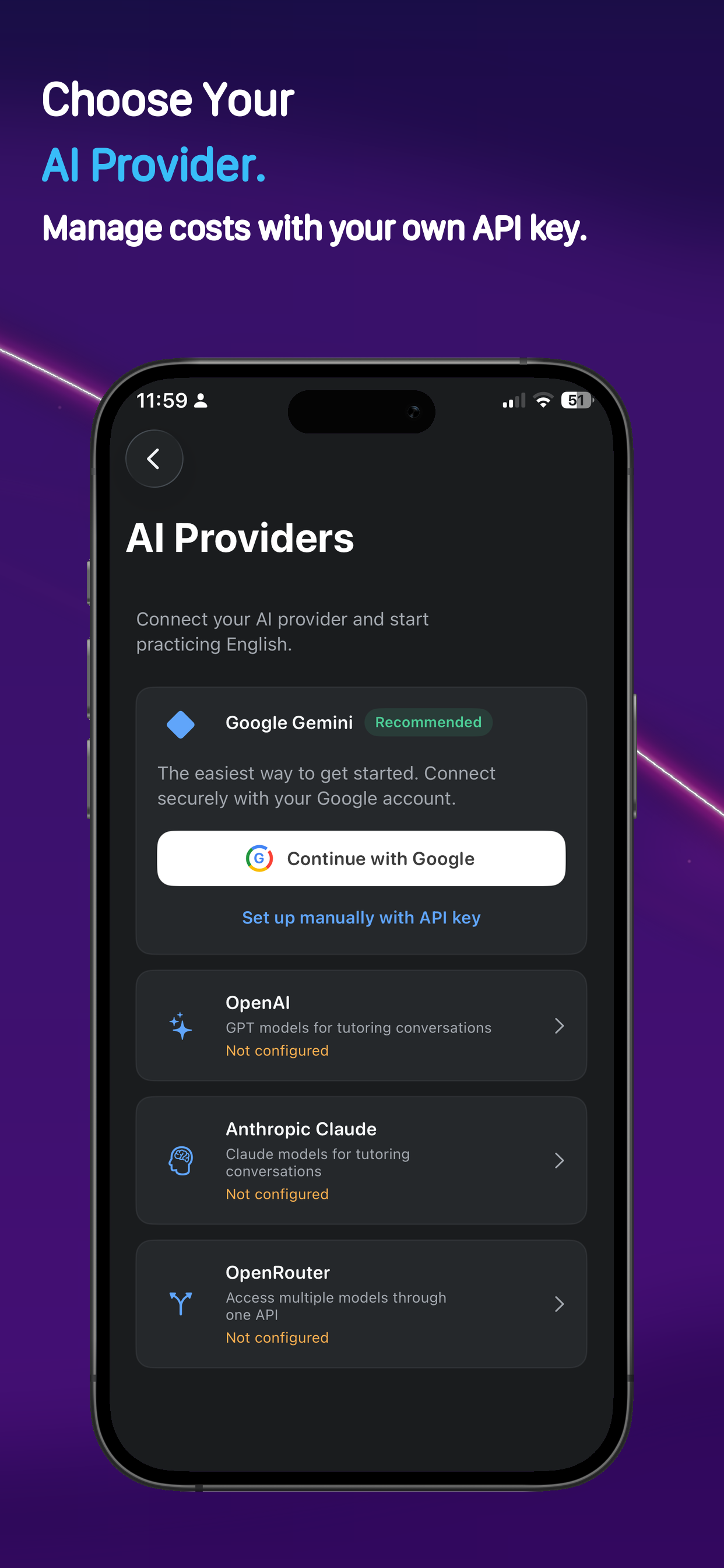Choose your AI provider
