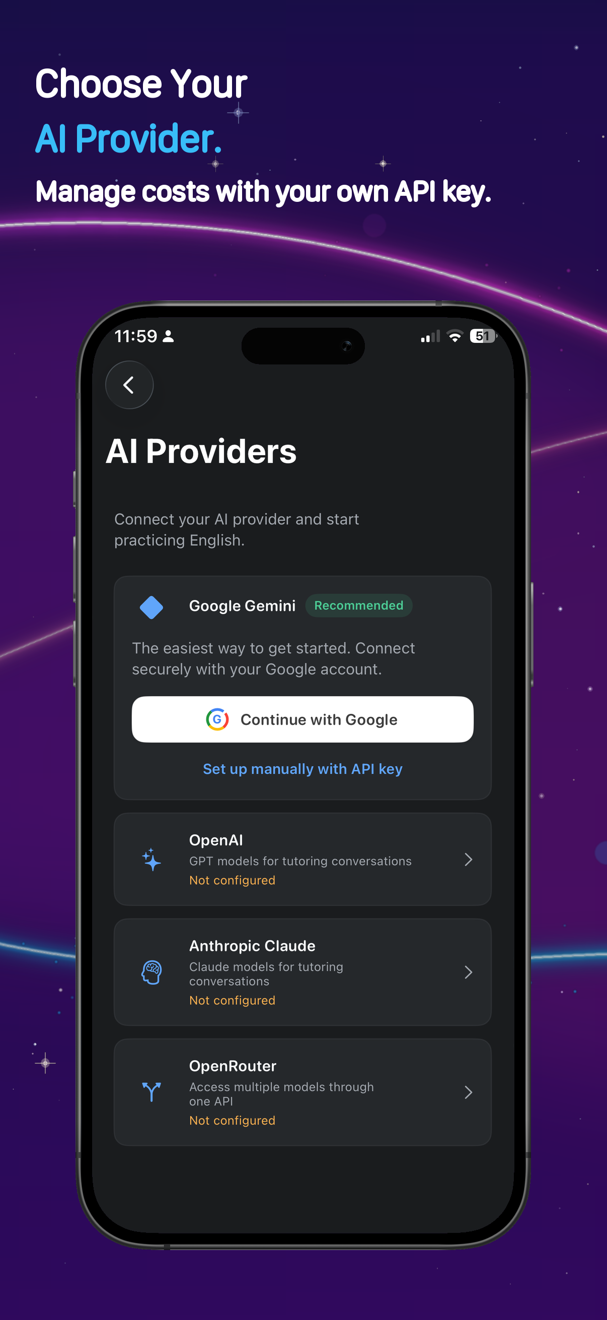 Choose your AI provider